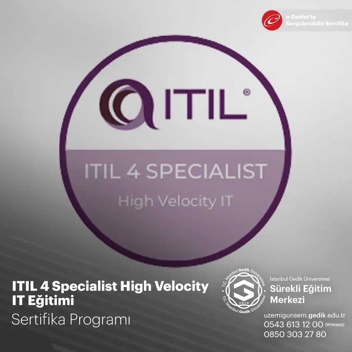 ITIL 4 Specialist High Velocity IT Eğitimi 